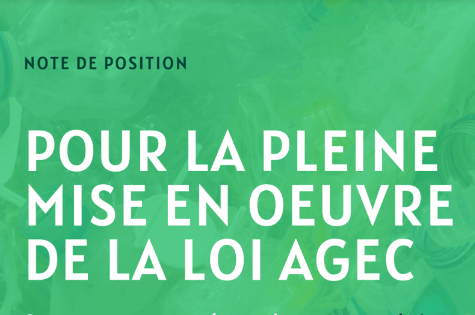 Pour la pleine mise en oeuvre de la loi AGEC